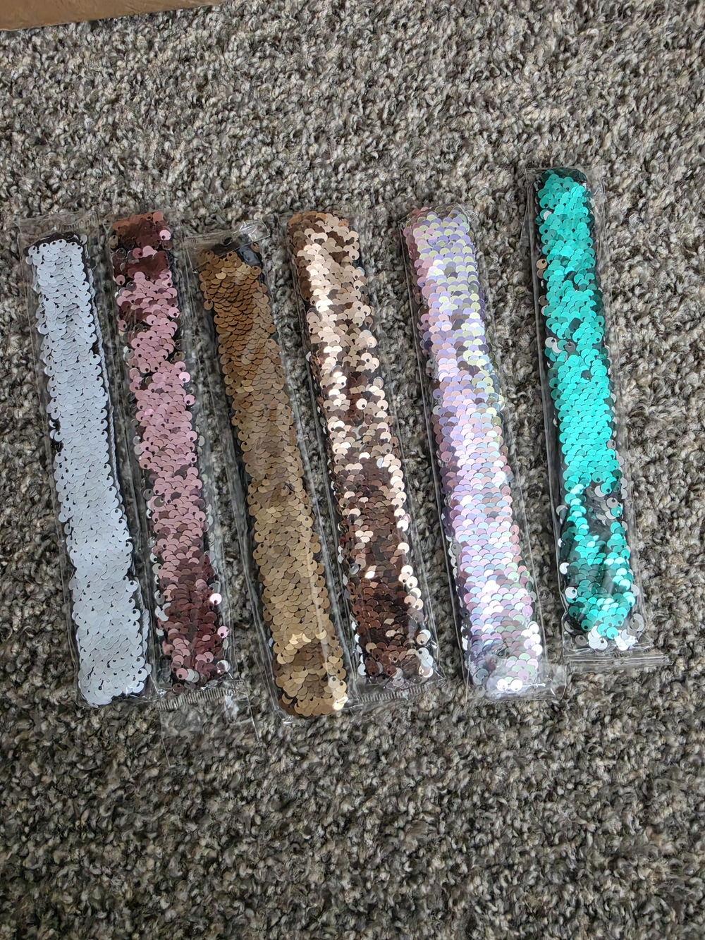 Set of 6 Multicolor, Rectangular sequin bracelets for women and girls